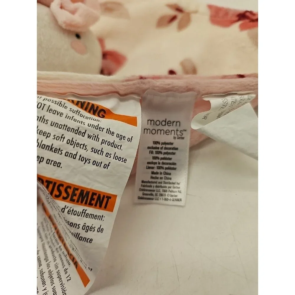 Gerber Modern Moments Lovey Security Blanket Bear‎ Pink Roses 12